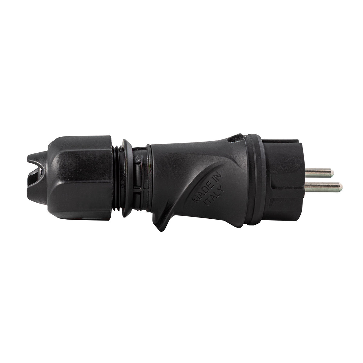 Spina Schuko Nera 16A 250V IP44 per esterno - Compatibile Sistema Modulair - Nero