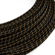Cavo elettrico Extra Low Voltage rivestito in tessuto Nero e Oro Vertigo ERM42