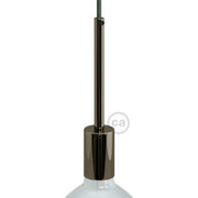 Kit portalampada E27 cilindrico in metallo con serracavo da 15 cm - Nero perla