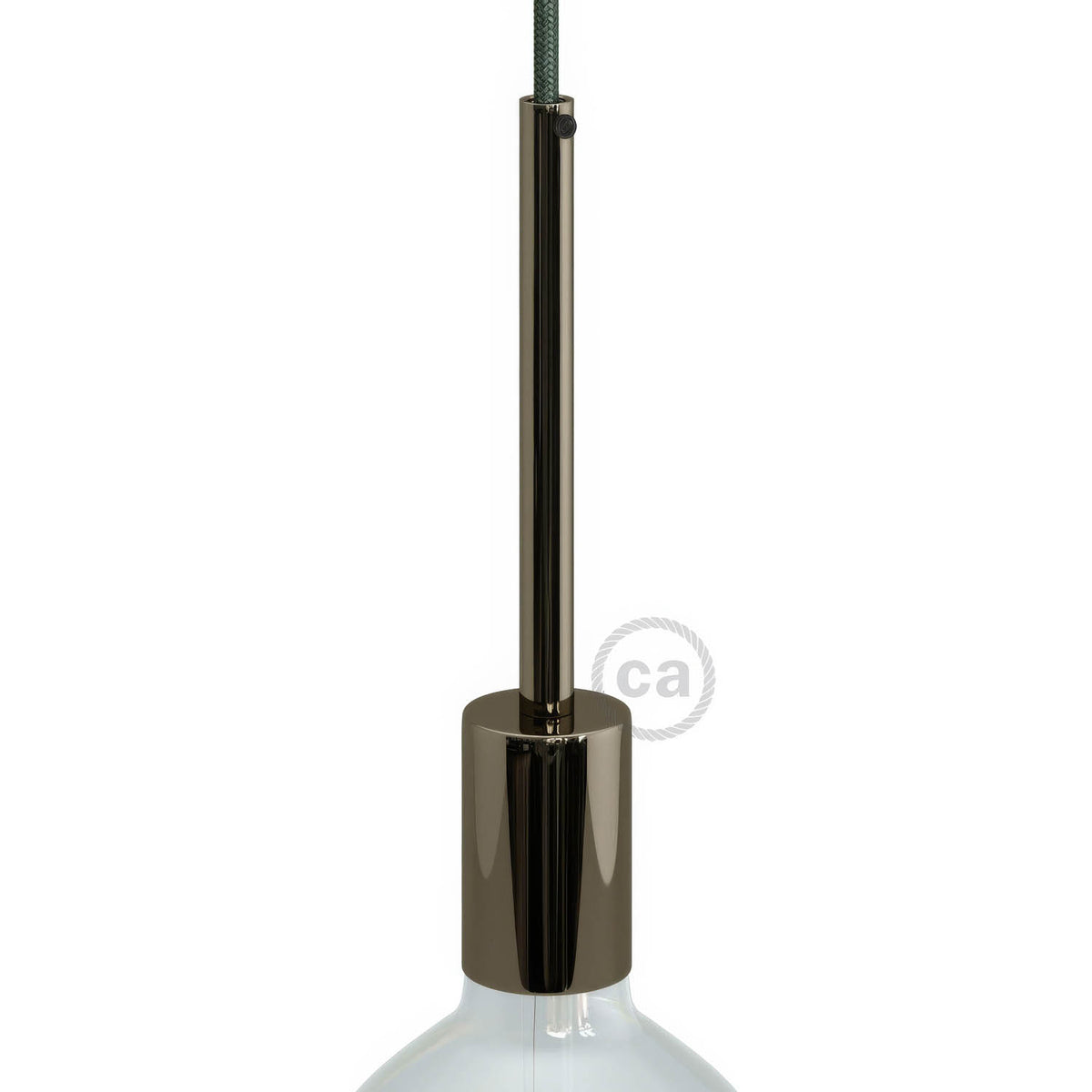 Kit portalampada E27 cilindrico in metallo con serracavo da 15 cm - Nero perla