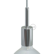 Kit portalampada E27 cilindrico in metallo con serracavo da 7 cm - Cromo