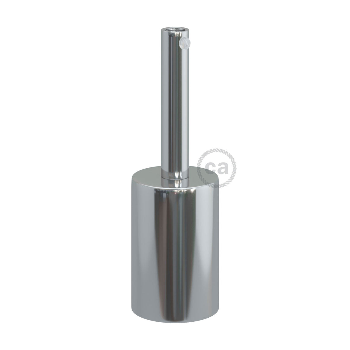 Kit portalampada E27 cilindrico in metallo con serracavo da 7 cm - Cromo