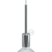 Kit portalampada E27 cilindrico in metallo con serracavo da 15 cm - Cromo