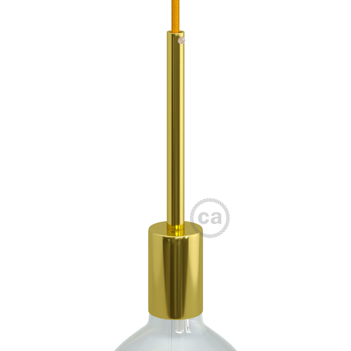 Kit portalampada E27 cilindrico in metallo con serracavo da 15 cm - Ottone