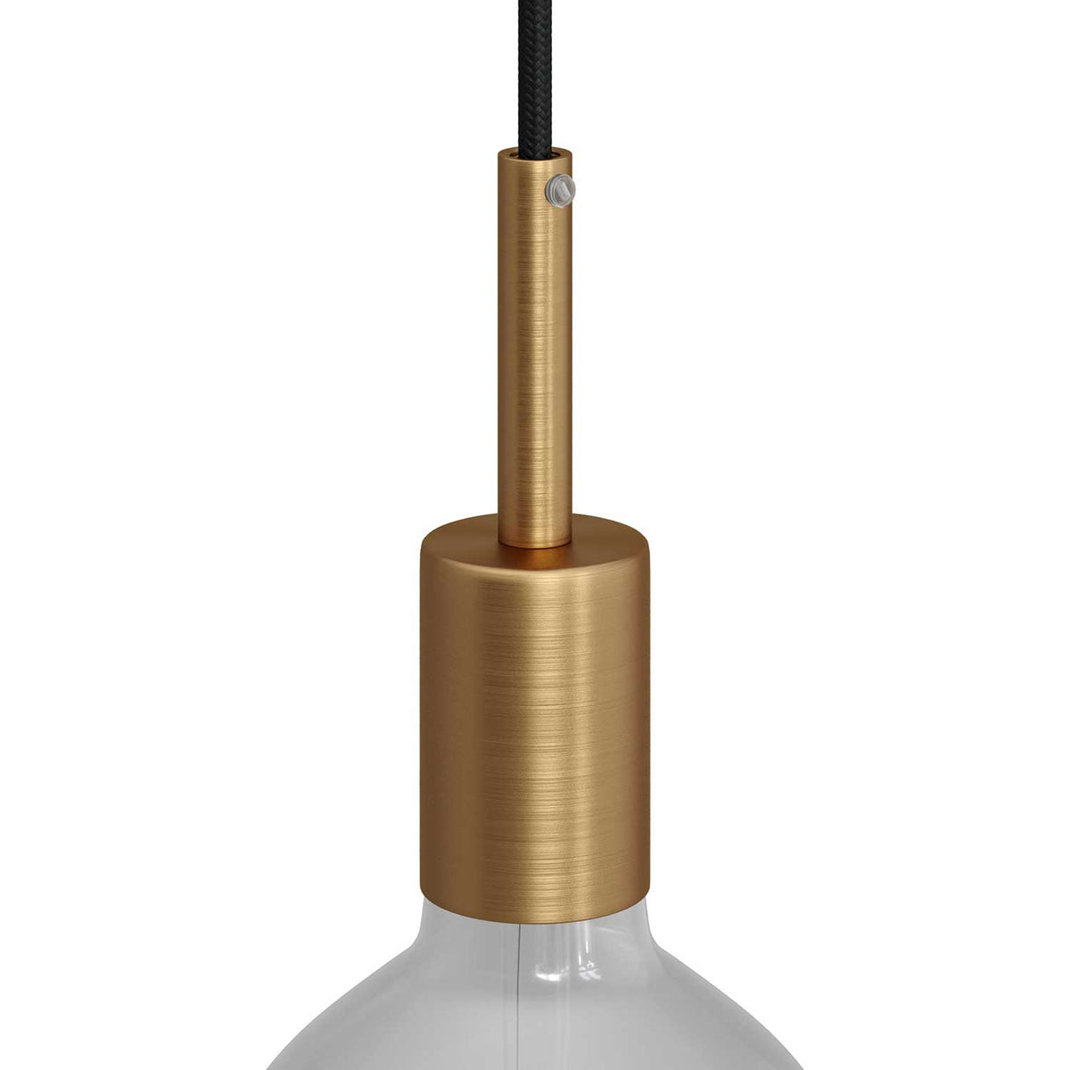 Kit portalampada E27 cilindrico in metallo con serracavo da 7 cm - Bronzo satinato
