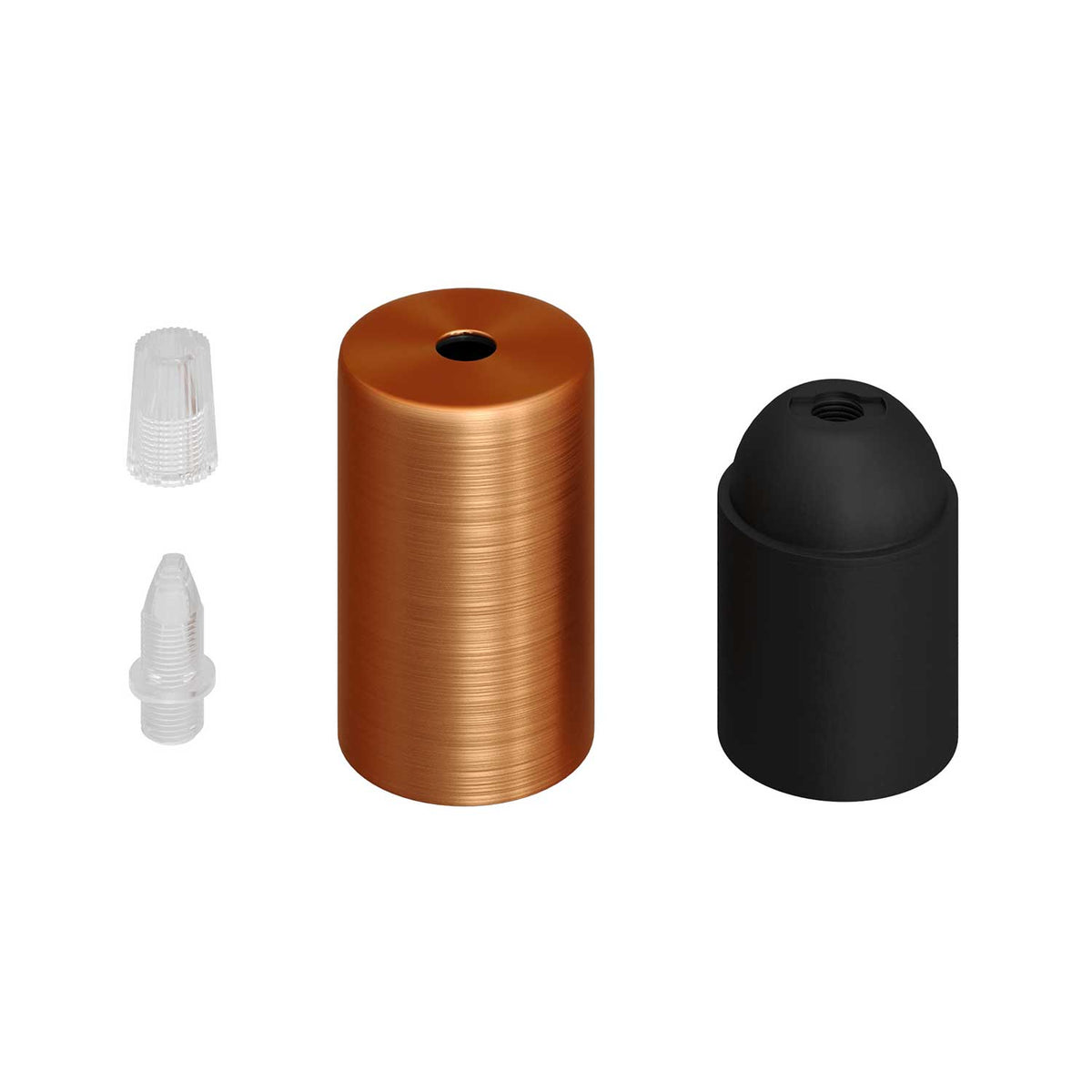 Kit portalampada E27 cilindrico in metallo - Rame satinato Conico