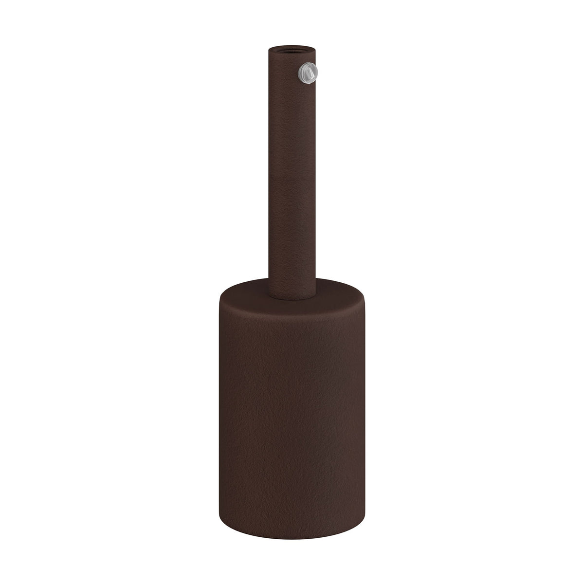 Kit portalampada E27 cilindrico in metallo con serracavo da 7 cm - Ruggine scura verniciata