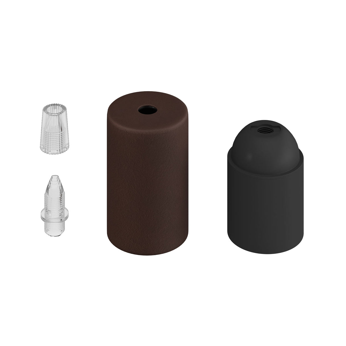 Kit portalampada E27 cilindrico in metallo - Ruggine scura verniciata Conico