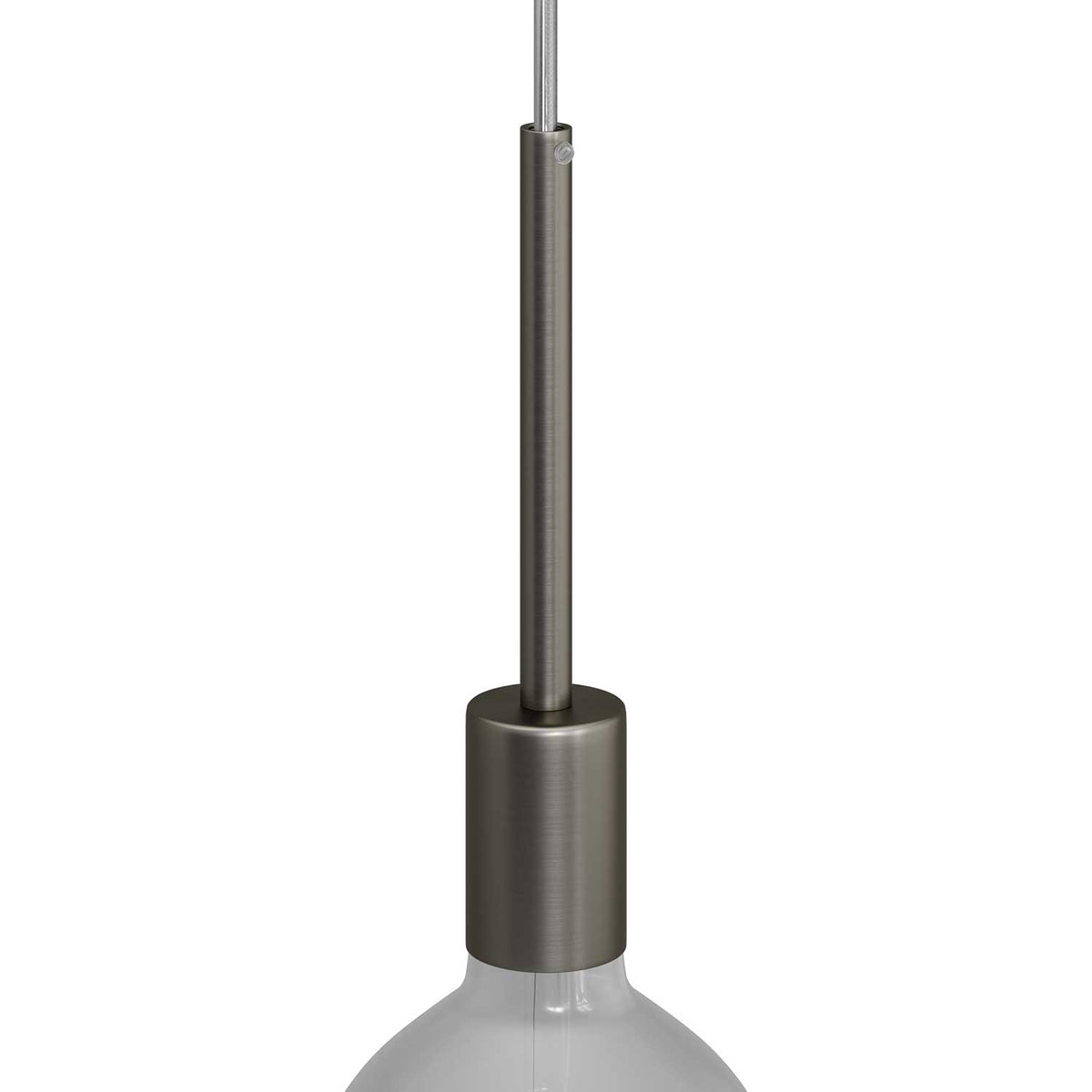 Kit portalampada E27 cilindrico in metallo con serracavo da 15 cm - Titanio satinato