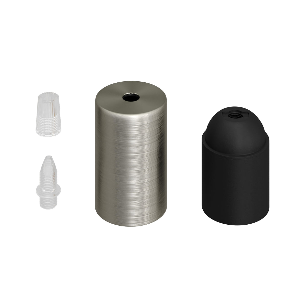 Kit portalampada E27 cilindrico in metallo - Titanio satinato Conico