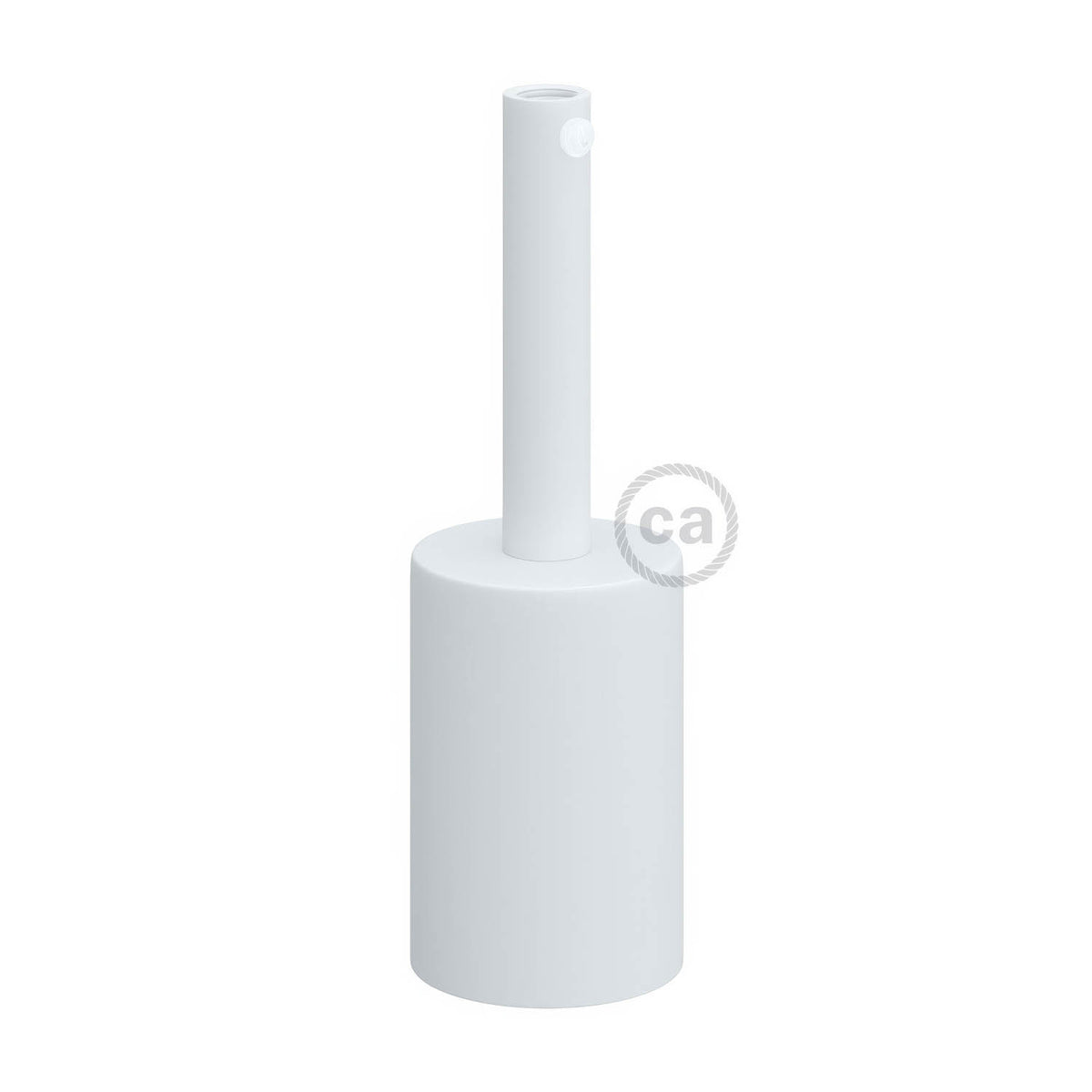 Kit portalampada E27 cilindrico in metallo con serracavo da 7 cm - Bianco opaco