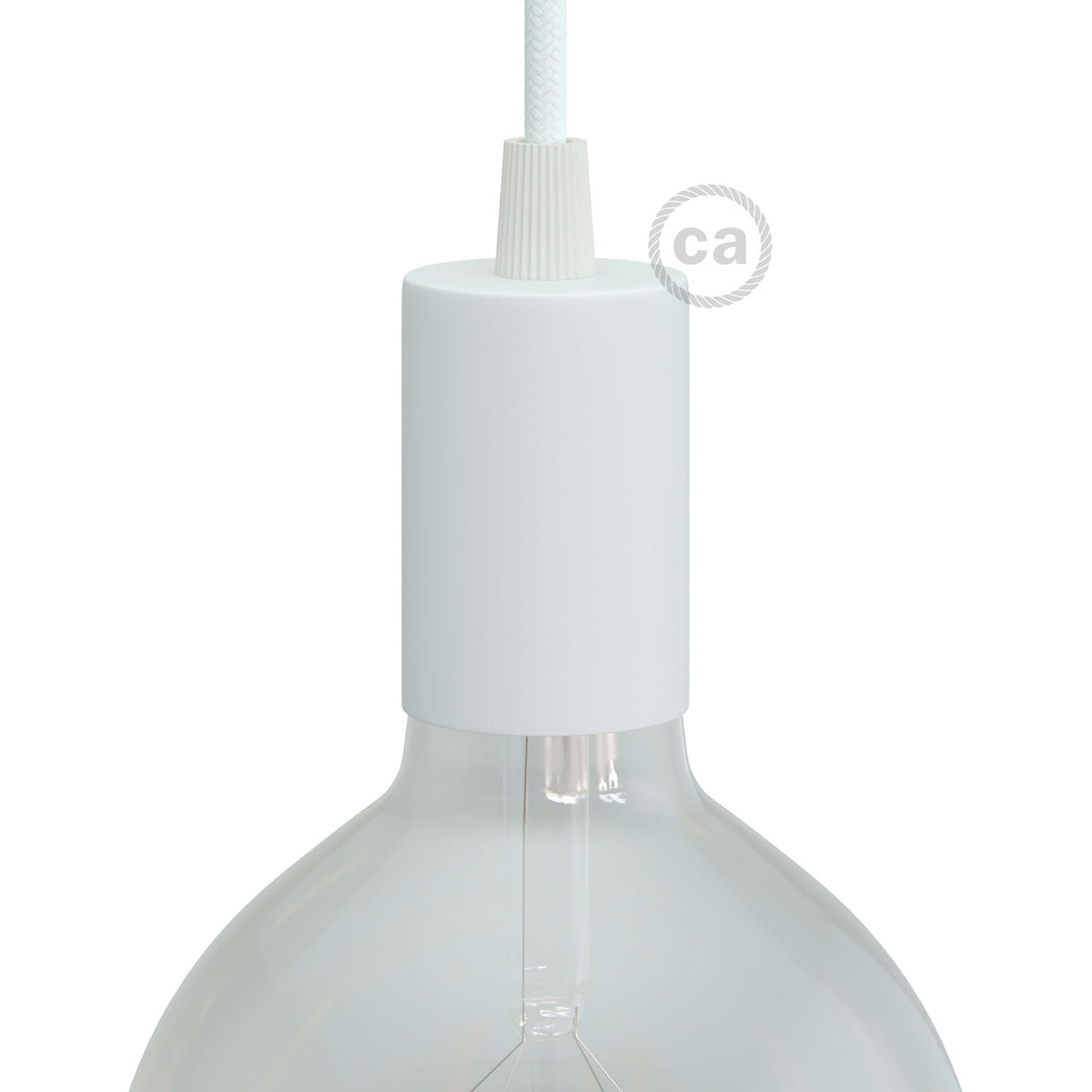 Kit portalampada E27 cilindrico in metallo - Bianco opaco Conico