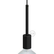 Kit portalampada E27 cilindrico in metallo con serracavo da 15 cm - Nero