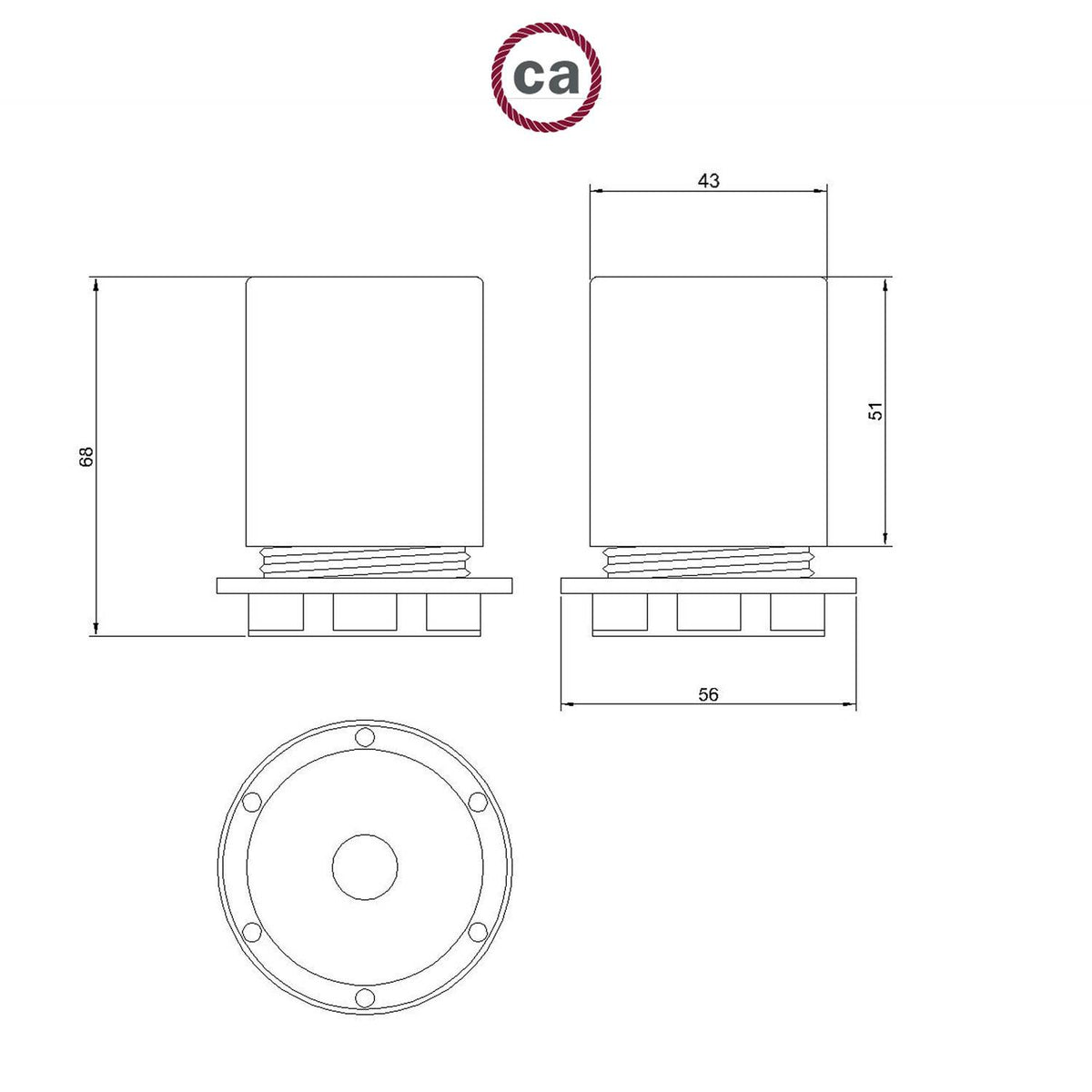 Kit portalampada E27 semifilettato in metallo con serracavo nascosto - Blu carta da zucchero