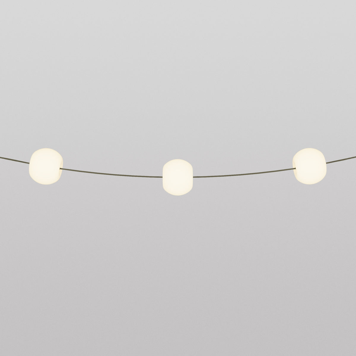 Catena luminosa 3 punti luce da esterno IP67 Verde Oliva - Marina3 Cherry 70 cm