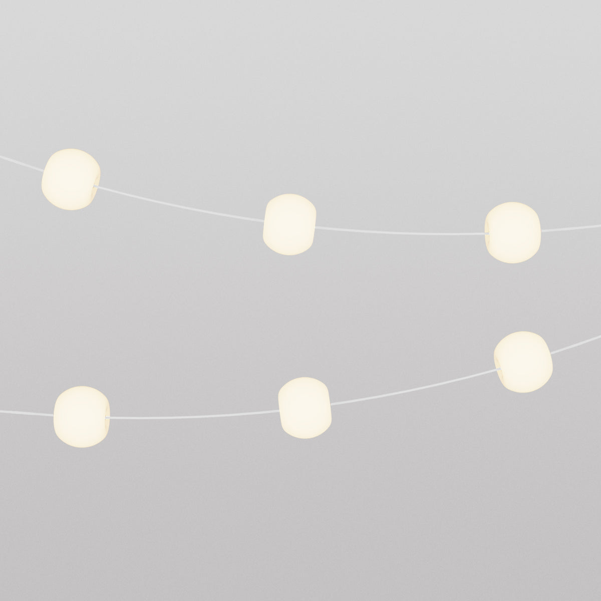 Catena luminosa 6 punti luce da esterno IP67 Bianco Sabbia - Marina6 Cherry 70 cm