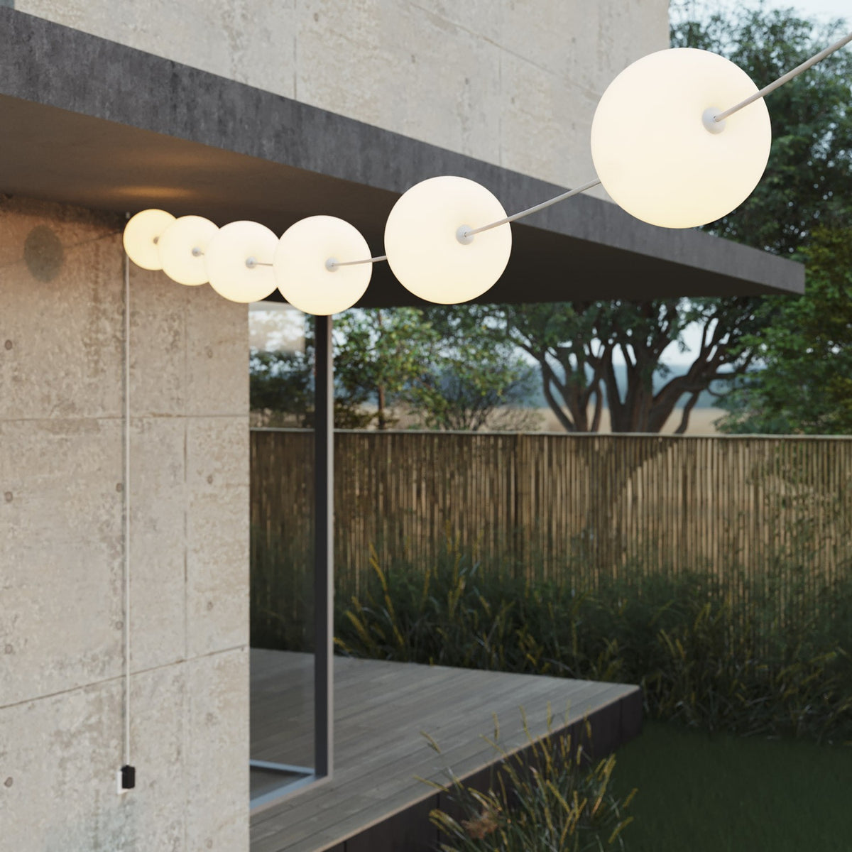 Catena luminosa 6 punti luce da esterno IP67 Bianco Sabbia - Marina6 Cherry 70 cm