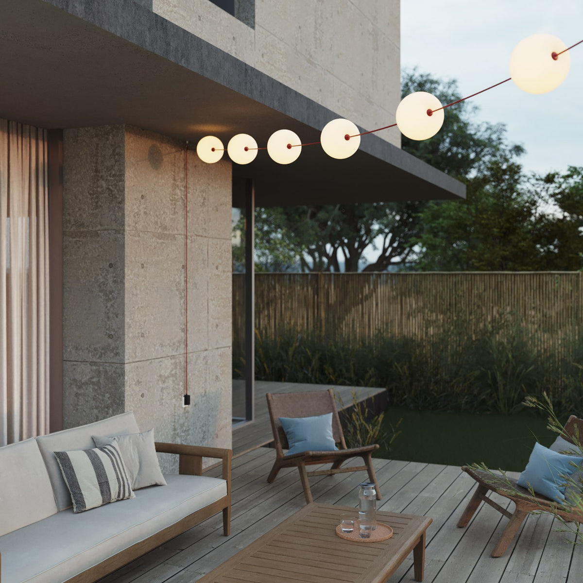 Catena luminosa 6 punti luce da esterno IP67 Rosso Stella Marina - Marina6 Cherry 70 cm