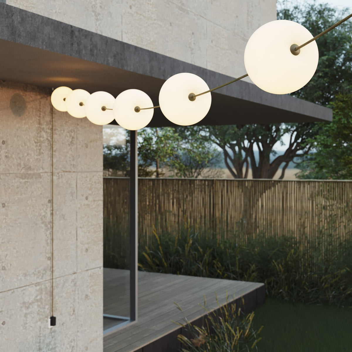 Catena luminosa 6 punti luce da esterno IP67 Verde Oliva - Marina6 Cherry 70 cm