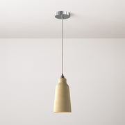 Lampada a sospensione completa di cavo tessile, paralume Bottiglia in ceramica e finiture in metallo - Tortora striato
