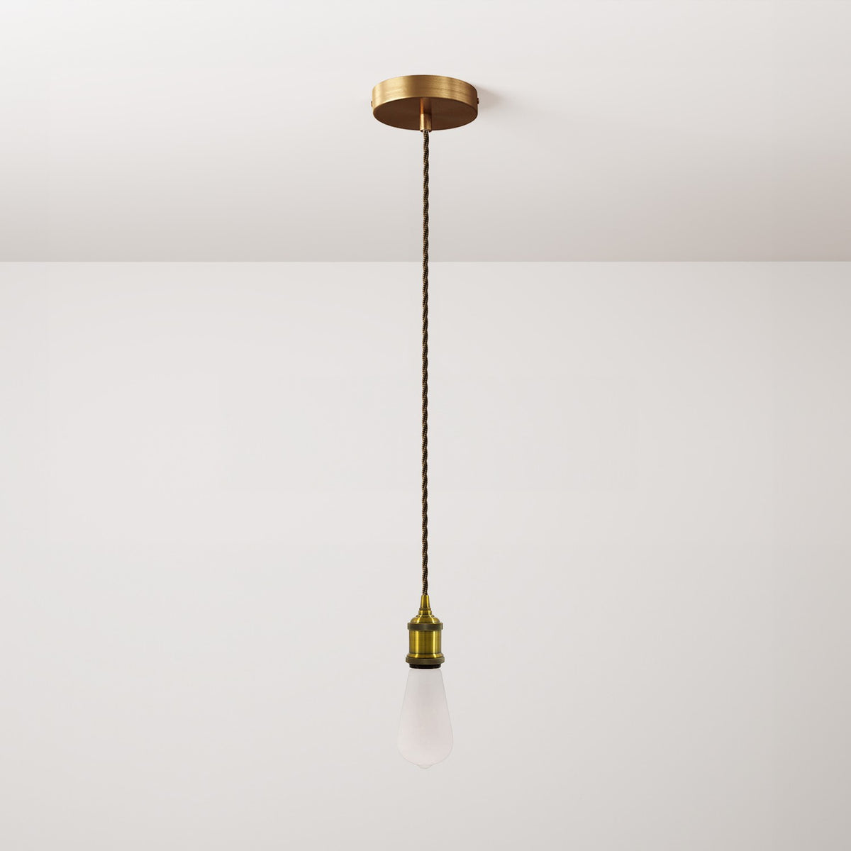 Lampada a sospensione completa di cavo tessile trecciato e portalampada in alluminio - Bronzo satinato