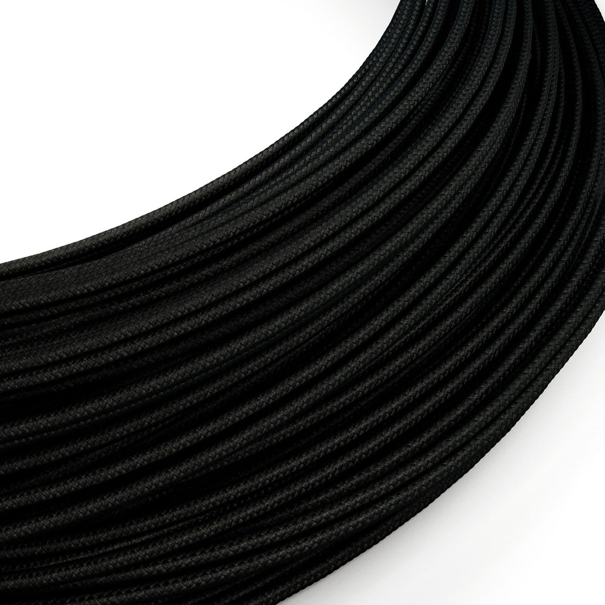 Cavo elettrico Extra Low Voltage rivestito in tessuto effetto seta Nero RM04