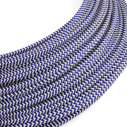 Cavo elettrico Extra Low Voltage rivestito in tessuto Zig Zag Bianco Blu RZ12
