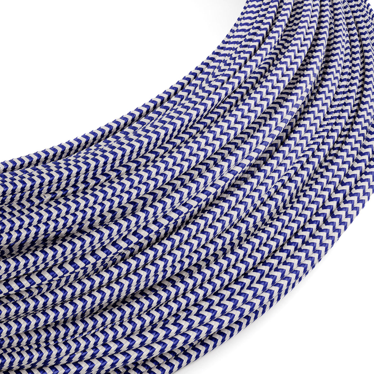 Cavo elettrico Extra Low Voltage rivestito in tessuto Zig Zag Bianco Blu RZ12