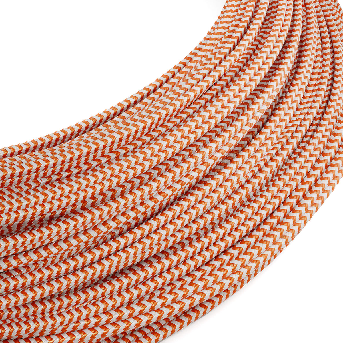 Cavo elettrico Extra Low Voltage rivestito in tessuto Zig Zag Bianco Arancione RZ15