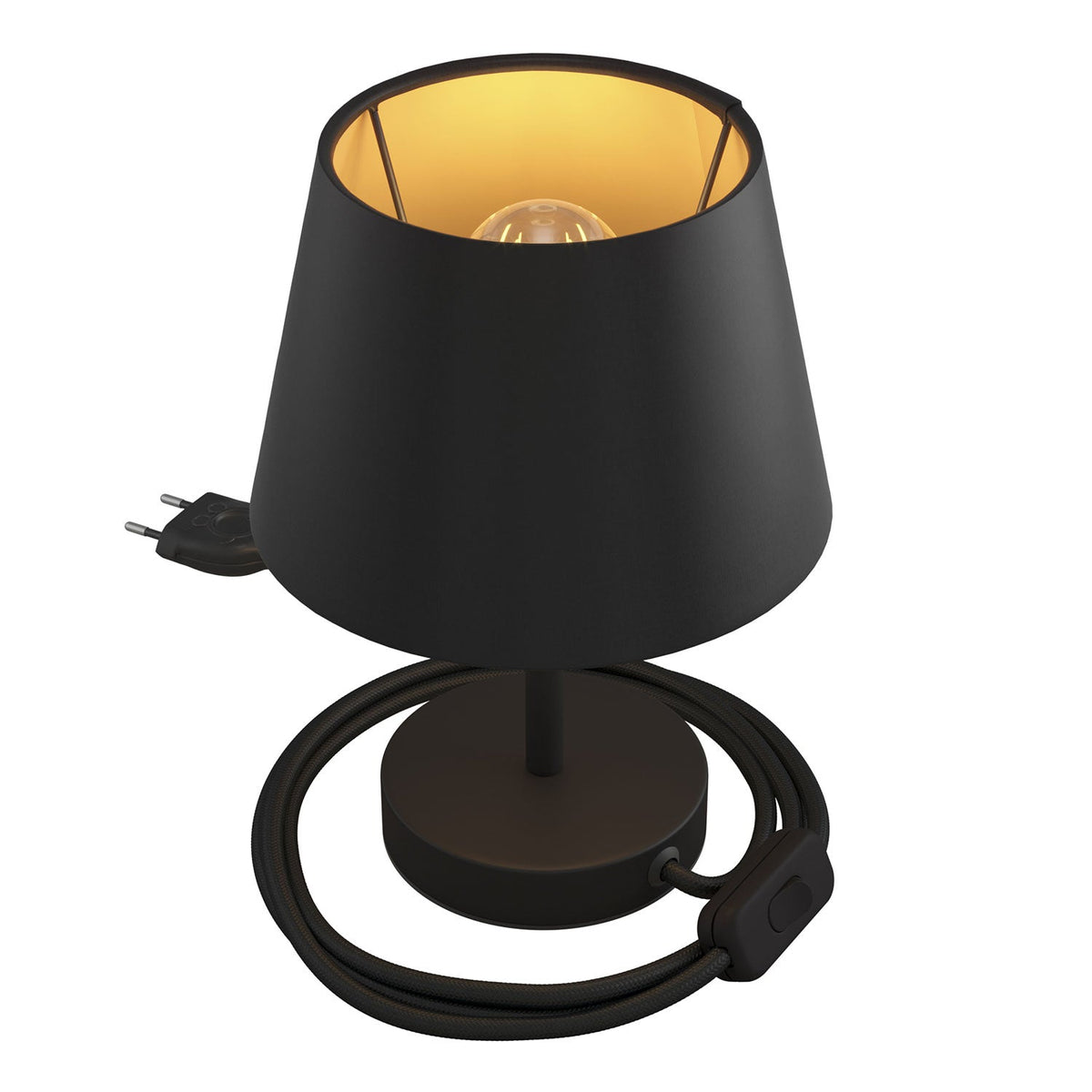 Alzaluce con paralume Impero, lampada da tavolo in metallo - Cinette nero 10 cm