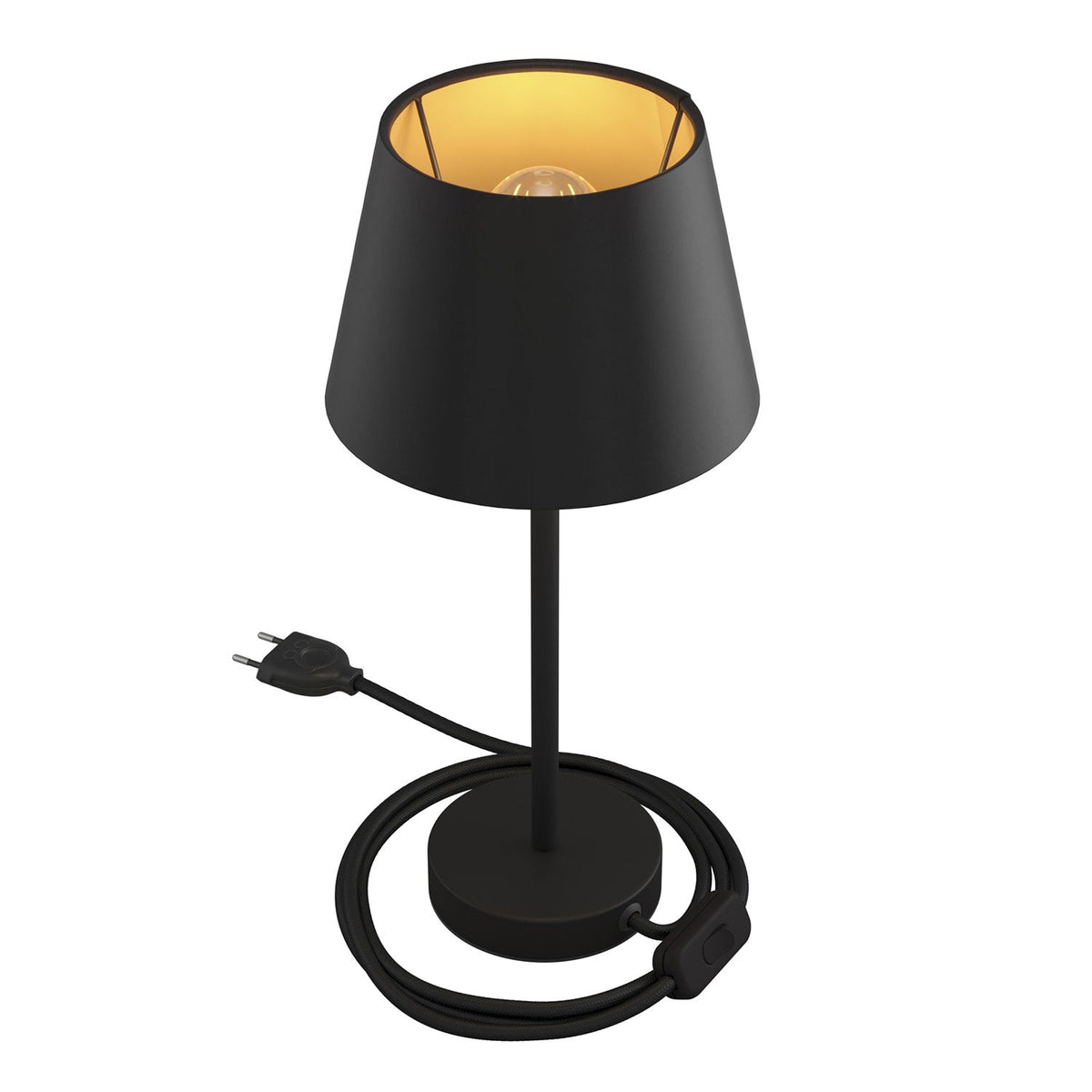 Alzaluce con paralume Impero, lampada da tavolo in metallo - Cinette nero 25 cm