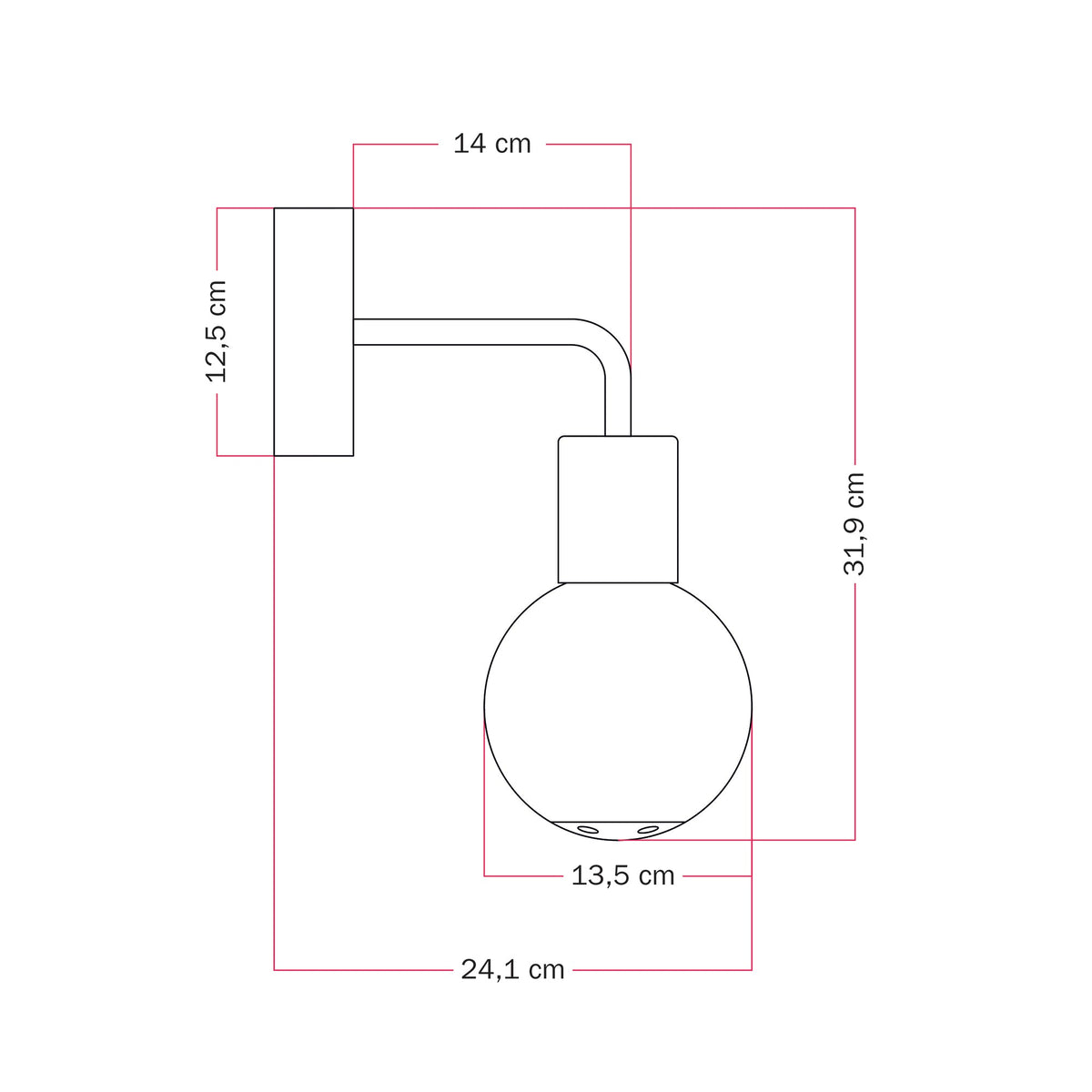 Applique da esterno Modulair IP65 con estensione a L e paralume a sfera infrangibile Unbreak-a-Ball - Bianco