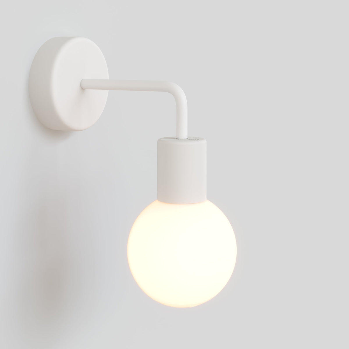 Applique da esterno Modulair IP65 con estensione a L e paralume a sfera infrangibile Unbreak-a-Ball - Bianco