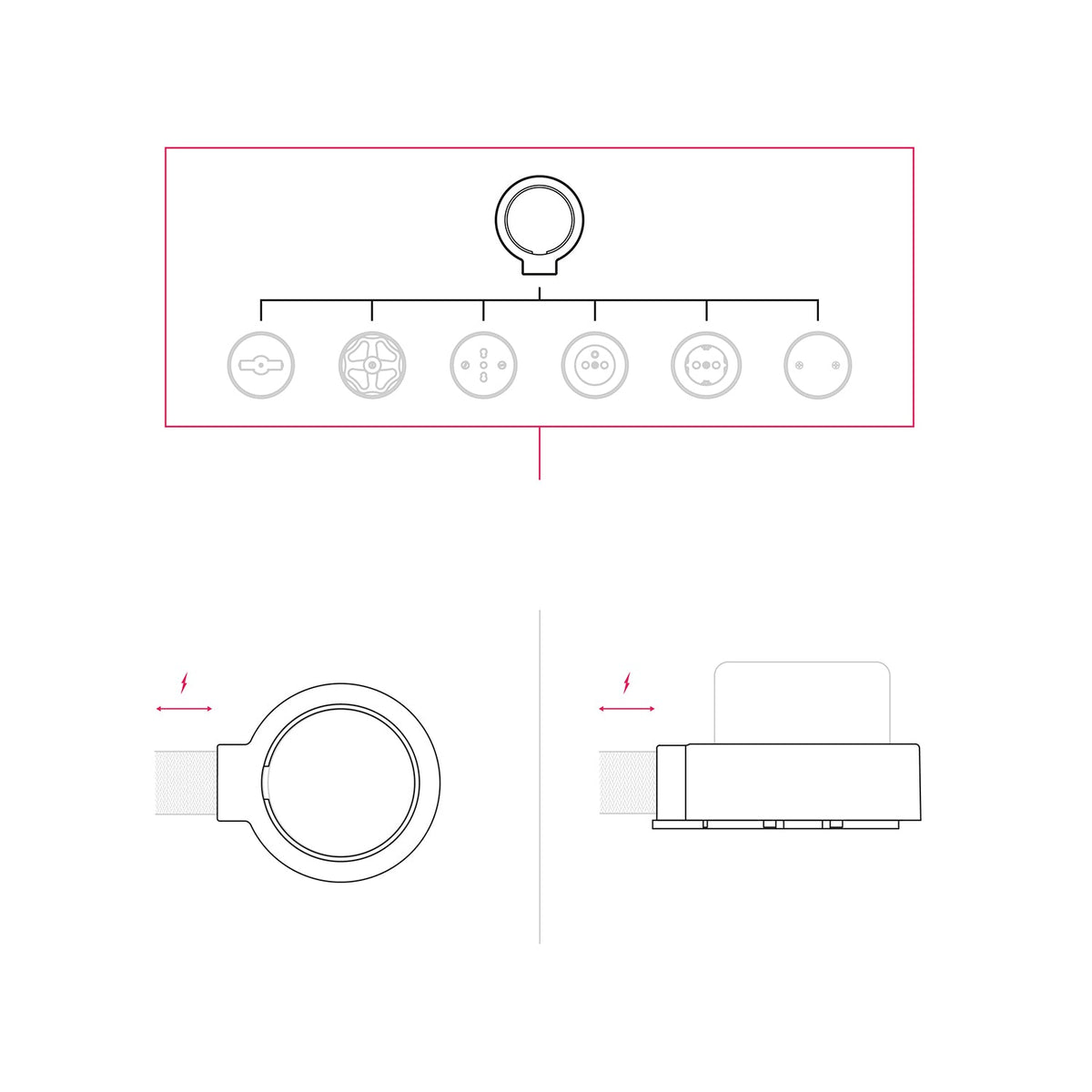 Base in porcellana bianca per presa elettrica e interruttore/deviatore compatibile con Creative-Tubes - da 1 a 4 uscite 1