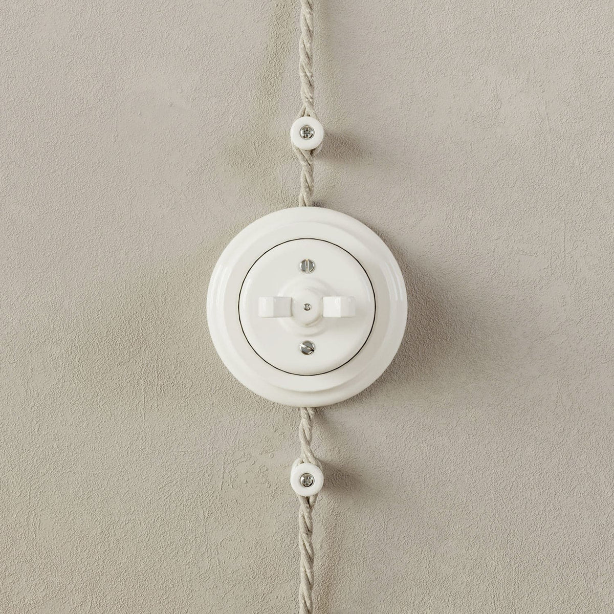 Base in porcellana per presa elettrica e per interruttore/deviatore - Bianco