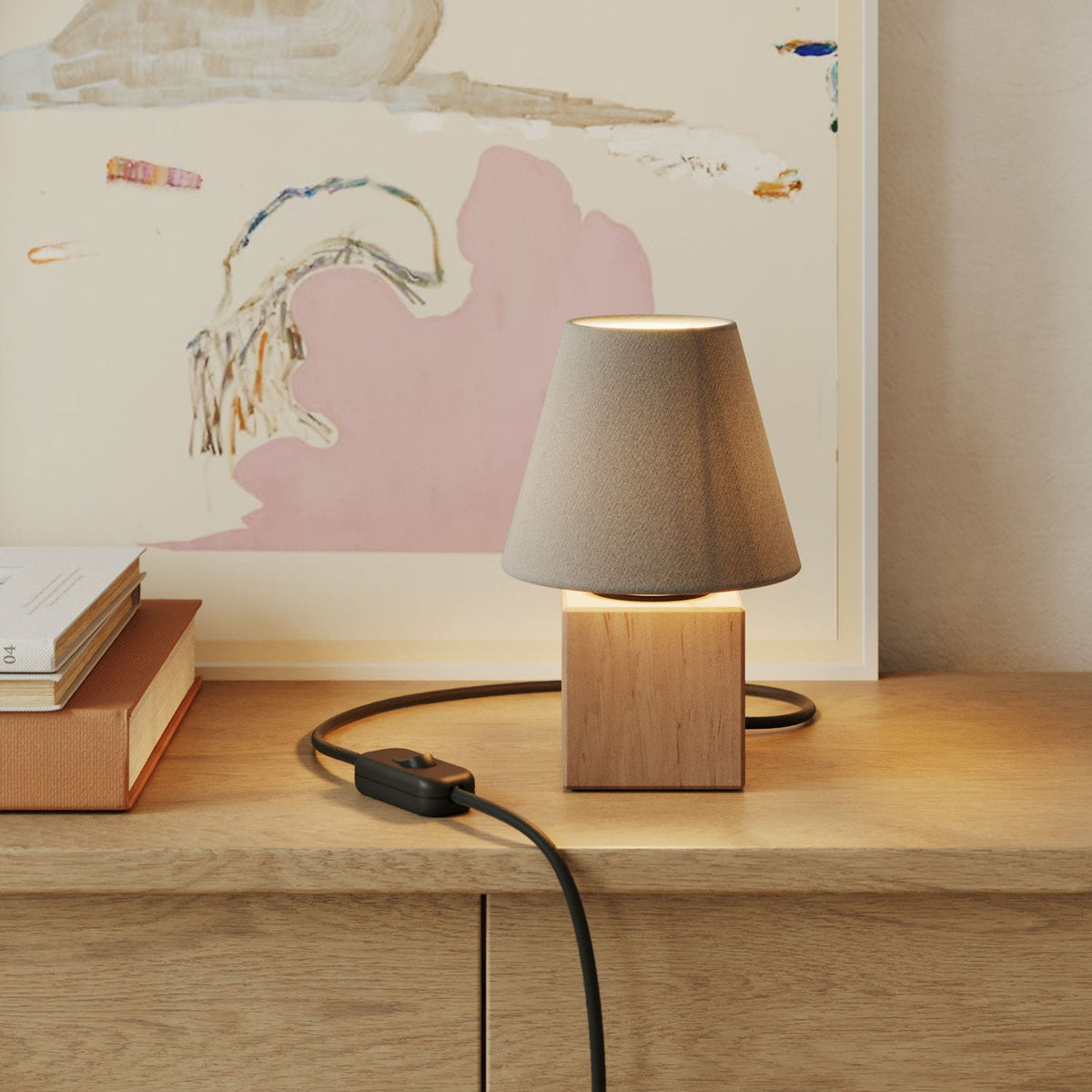 Base lampada in legno - Cubo