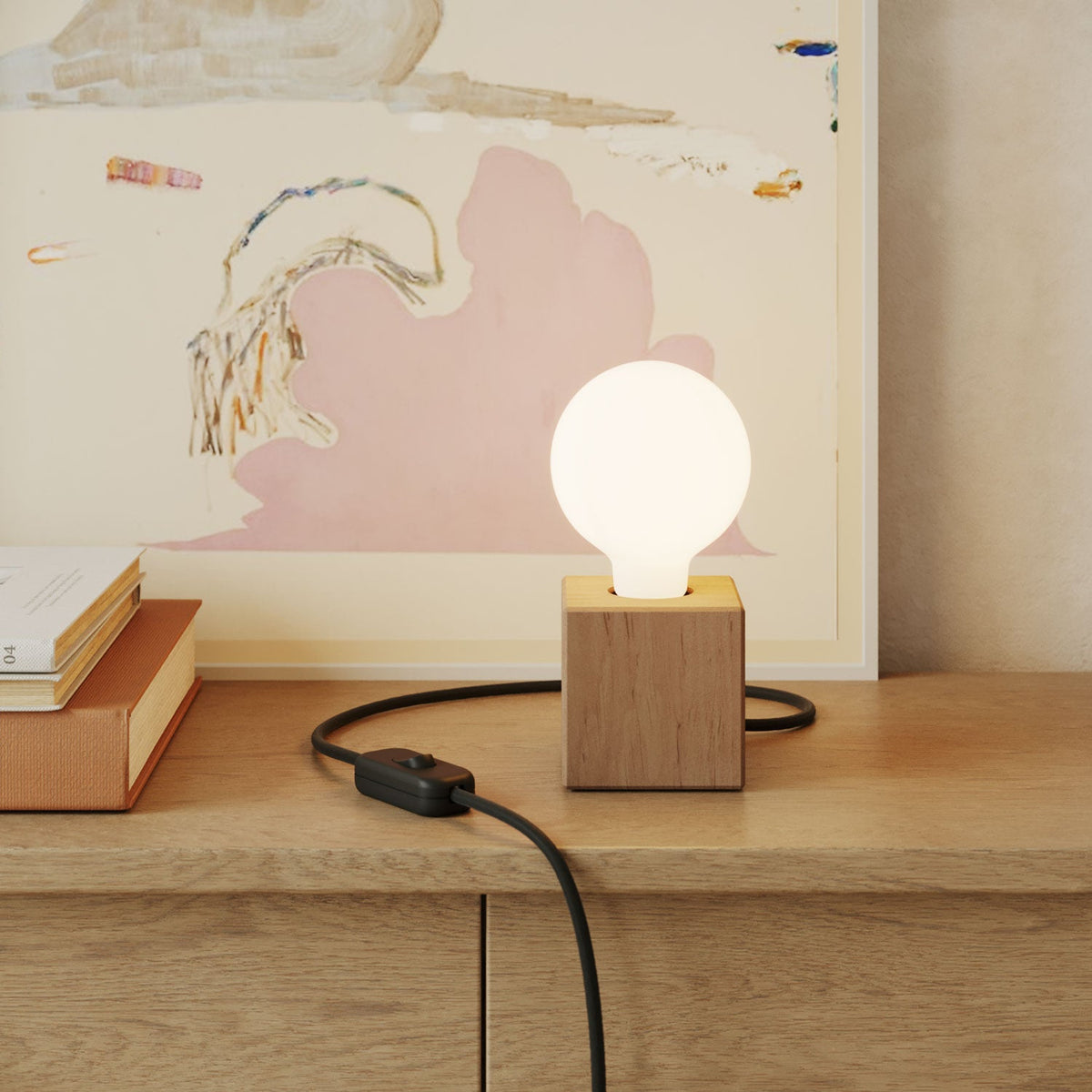 Base lampada in legno - Cubo