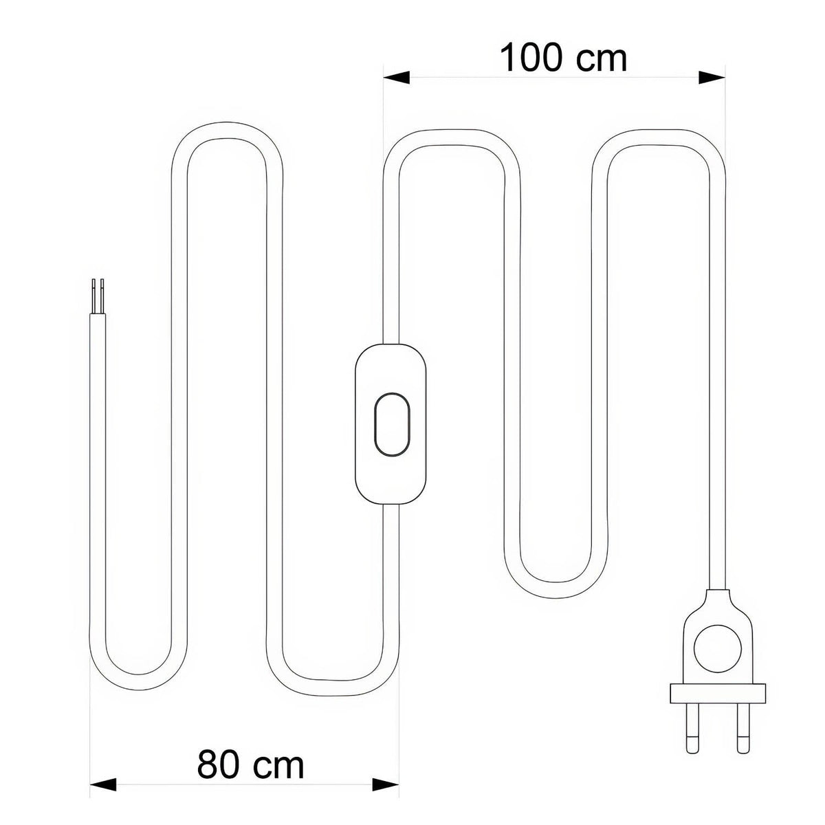 Cablaggio per lampada con cavo bianco trecciato 1,80 m Bianco