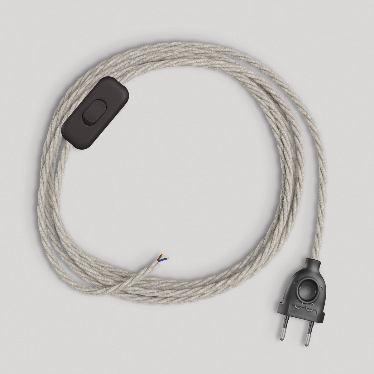 Cablaggio per lampada con cavo bianco trecciato 1,80 m Nero