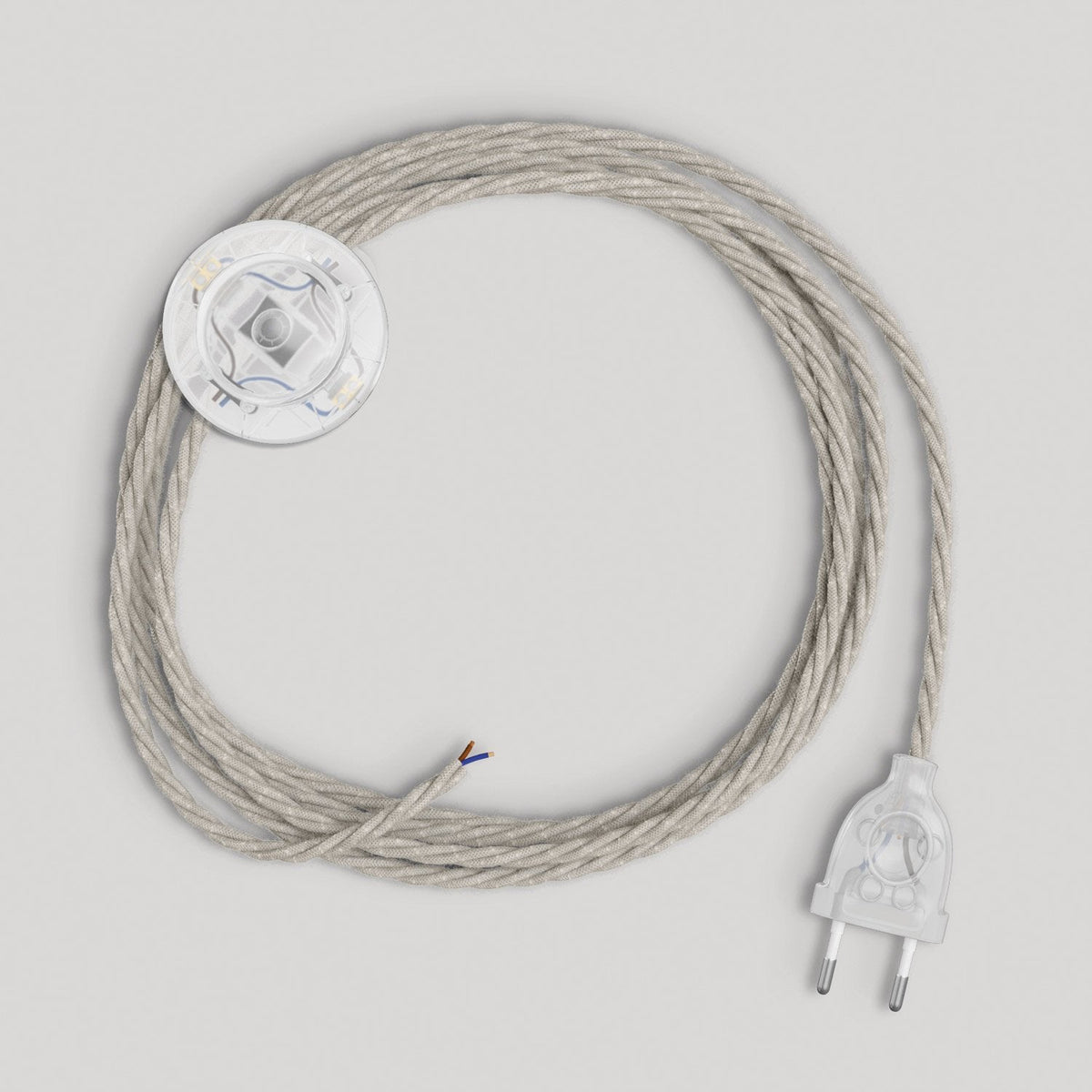 Cablaggio per lampada con cavo bianco trecciato 3 m Trasparente
