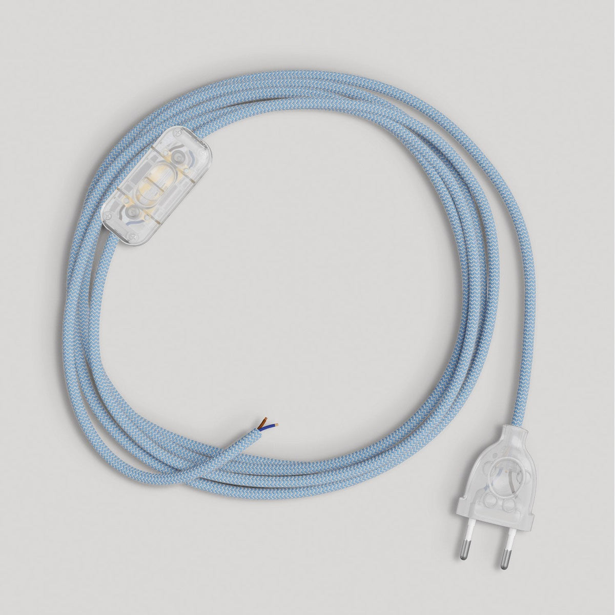 Cablaggio per lampada con cavo blu Steward in cotone 1,80 m Trasparente