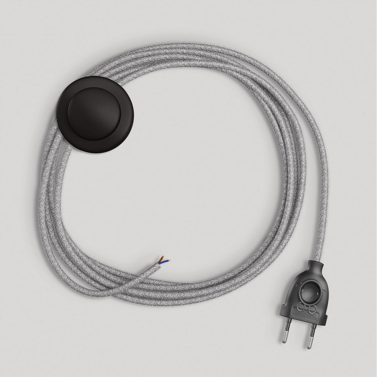 Cablaggio per lampada con cavo grigio in lino 3 m Nero