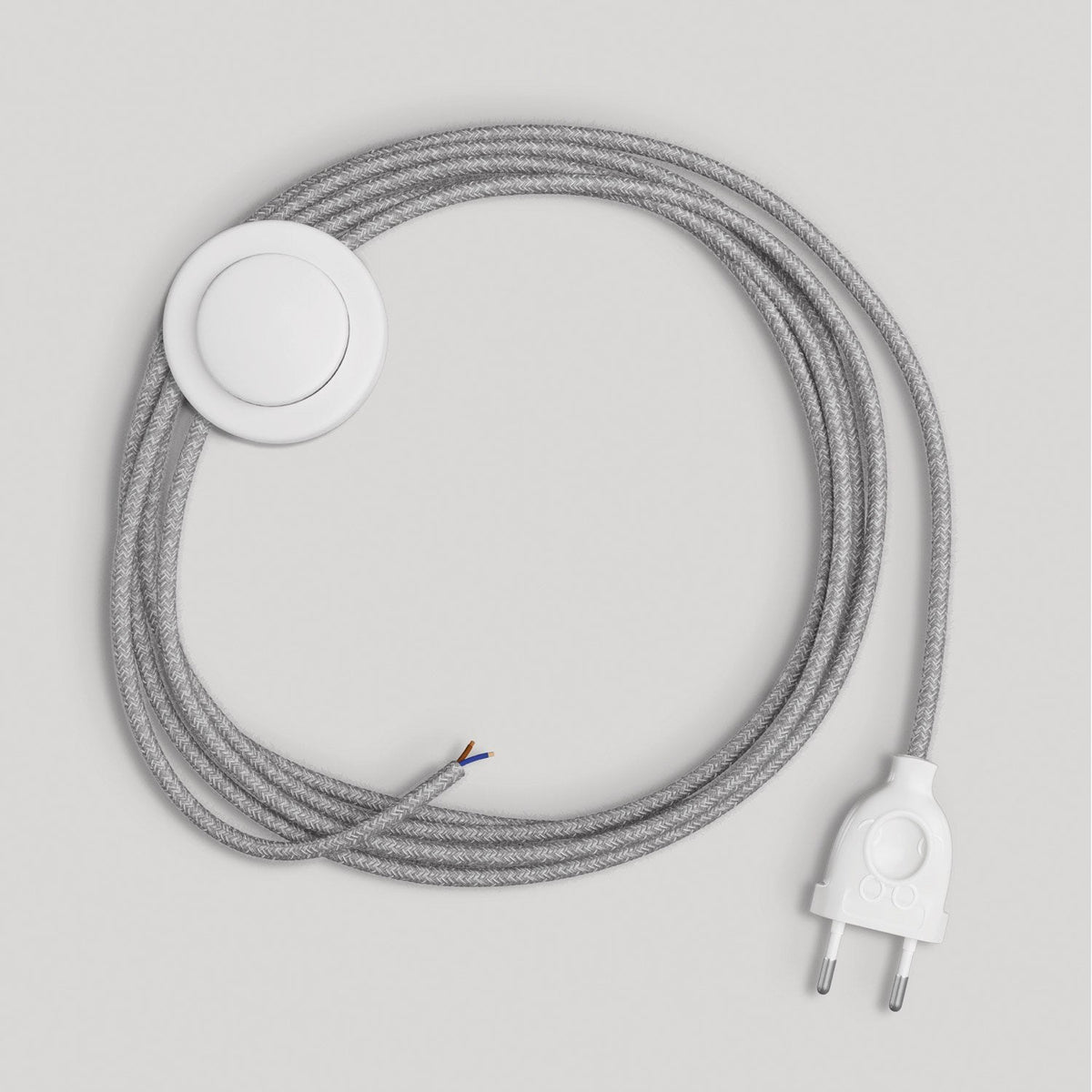 Cablaggio per lampada con cavo grigio in lino 3 m Bianco