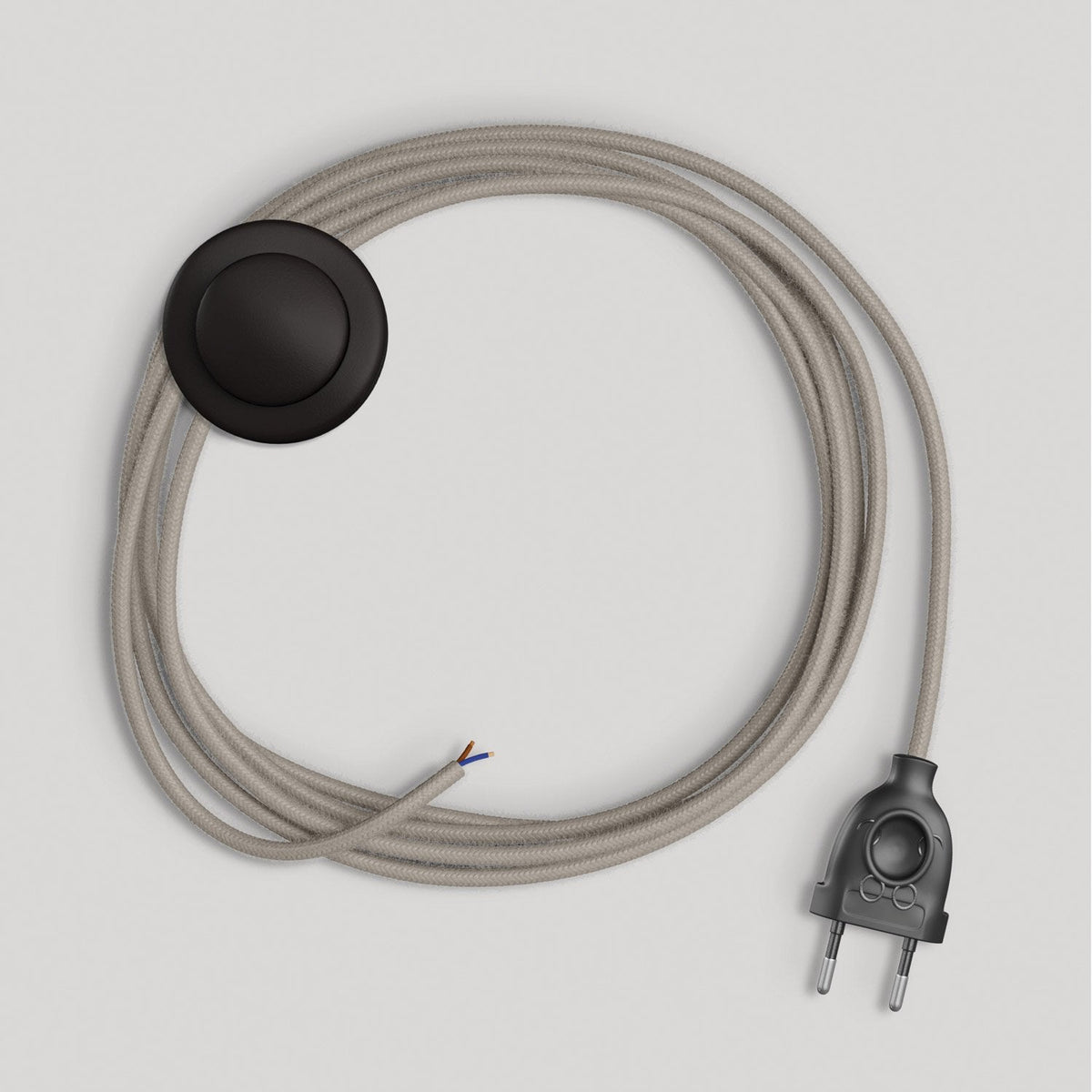 Cablaggio per lampada con cavo grigio tortora in cotone 3 m Nero