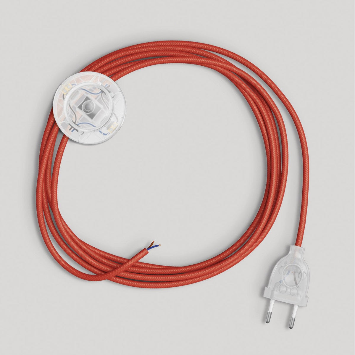 Cablaggio per lampada con cavo rosso lucido 3 m Trasparente