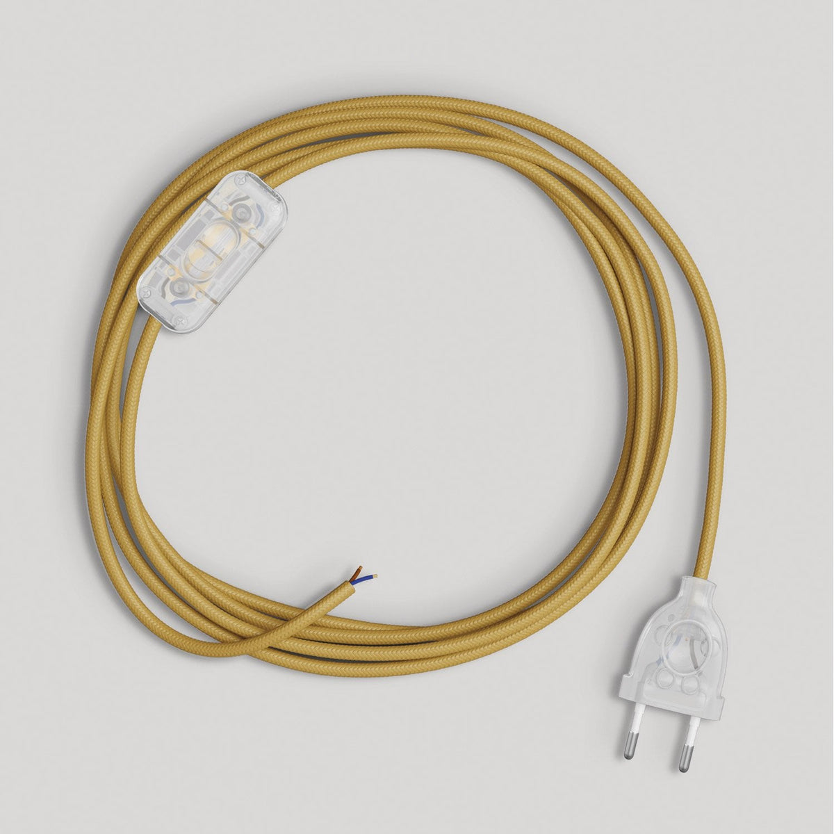 Cablaggio per lampada con cavo senape lucido 1,80 m Trasparente