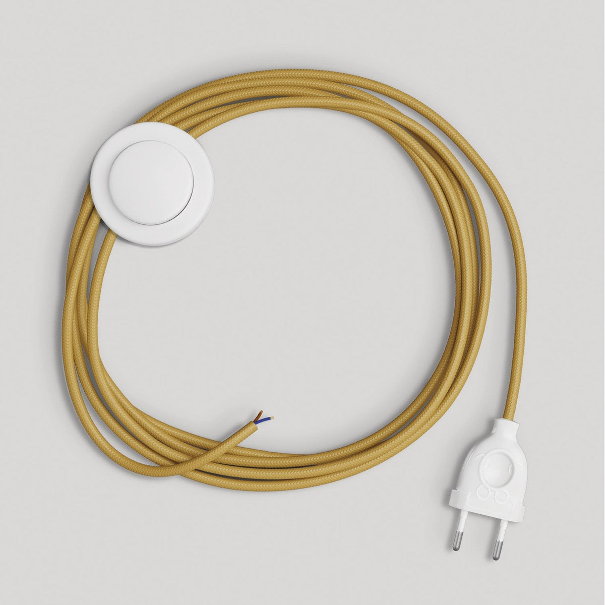 Cablaggio per lampada con cavo senape lucido 3 m Bianco