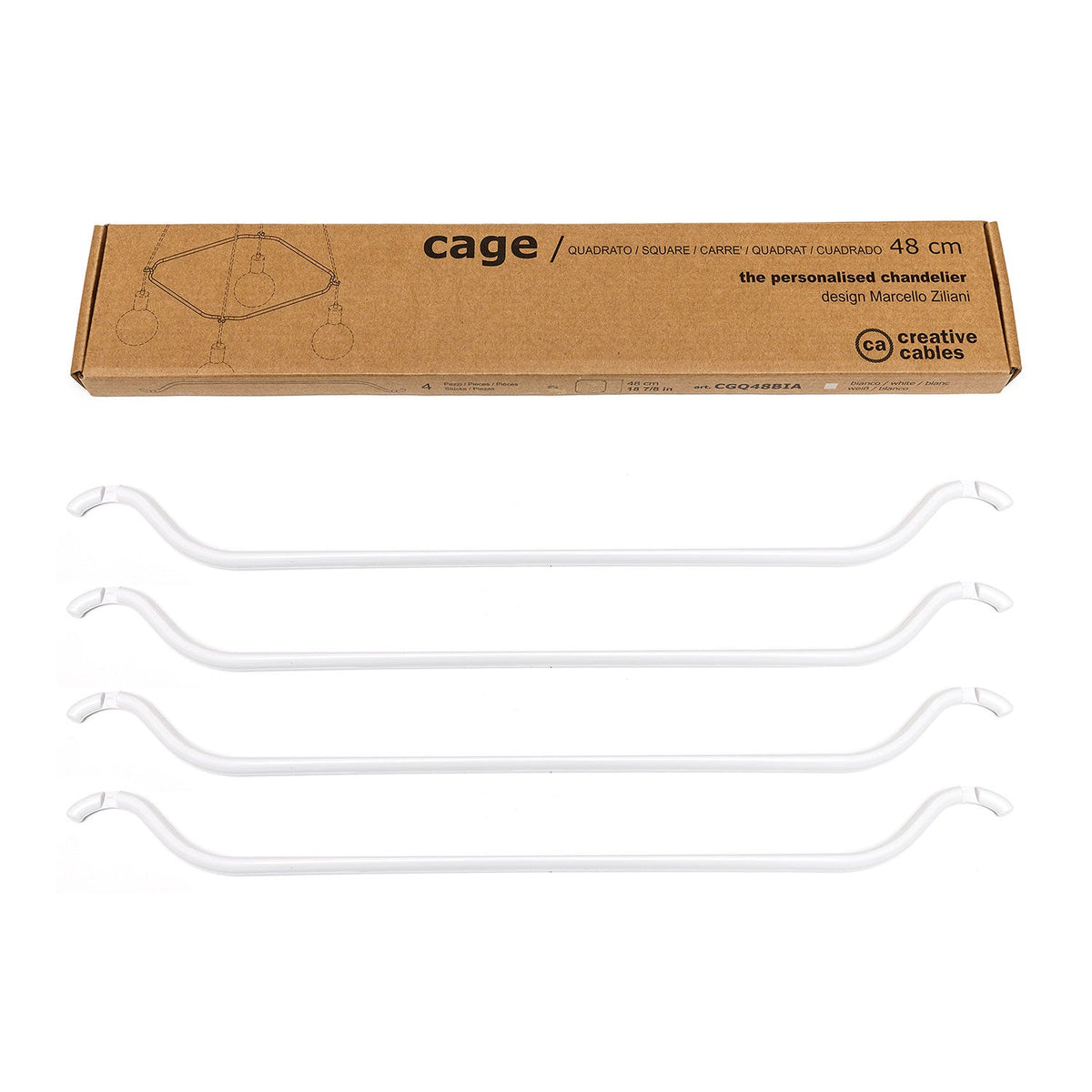Cage Quadrato - Struttura per lampadari - Bianco M - L 48 cm