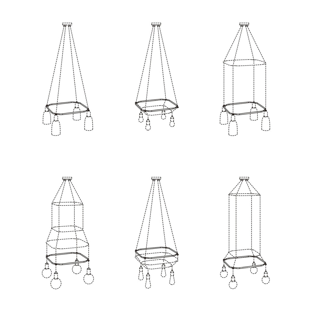 Cage Quadrato - Struttura per lampadari - Bianco M - L 48 cm