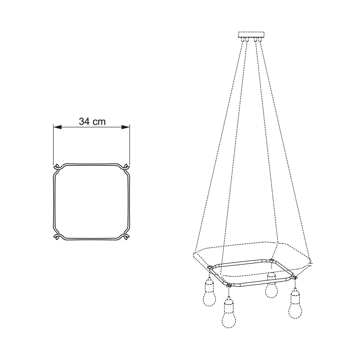 Cage Quadrato - Struttura per lampadari - Nero S - L 34 cm